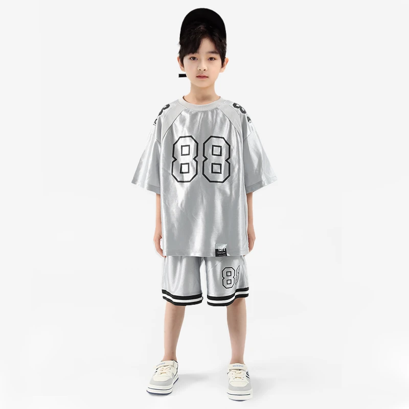 【现货】男童运动篮球服套装 夏季韩版宽松两件套