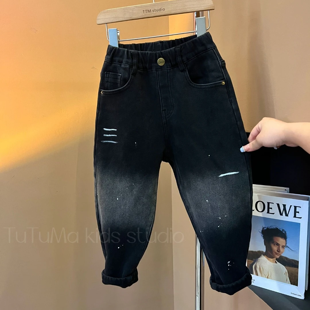 【86779】男童休闲牛仔裤 老爹裤中大童裤子