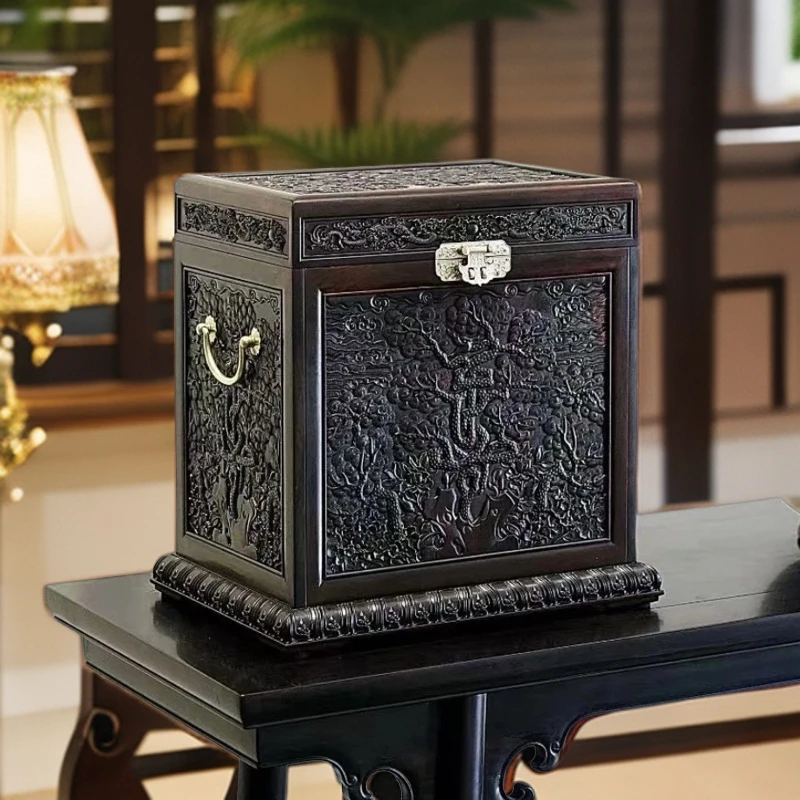 老挝红酸枝故宫复刻款：明嘉靖松寿云龙箱 （35/35/25公分）