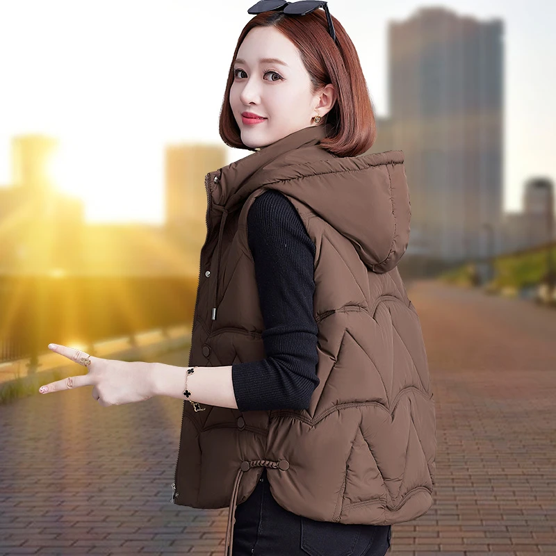 时尚休闲棉马甲女士2025秋冬新款加厚保暖防风妈妈装棉衣马夹外套