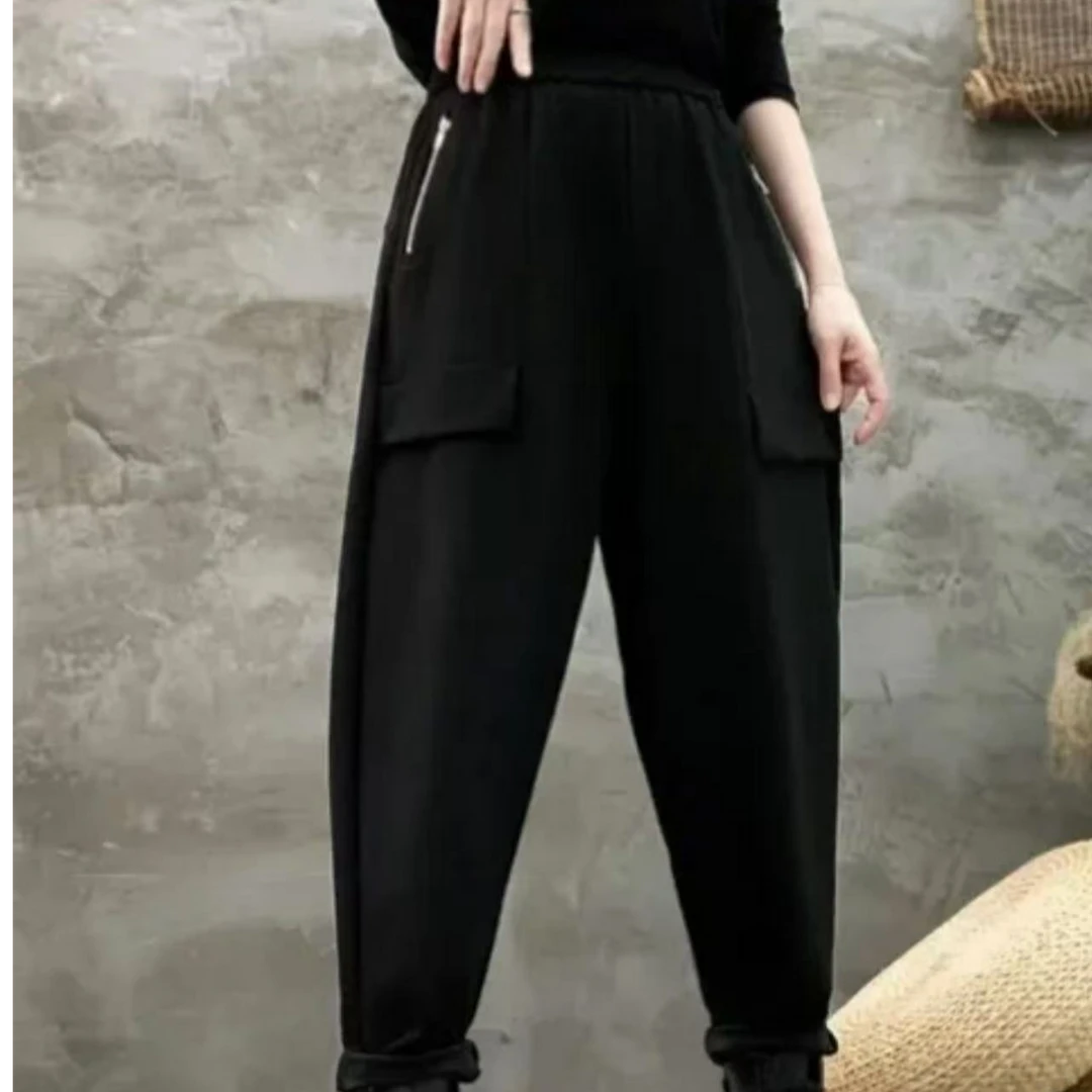 【懂你吴姐】5858伊立寇加厚松紧带腰哈伦裤