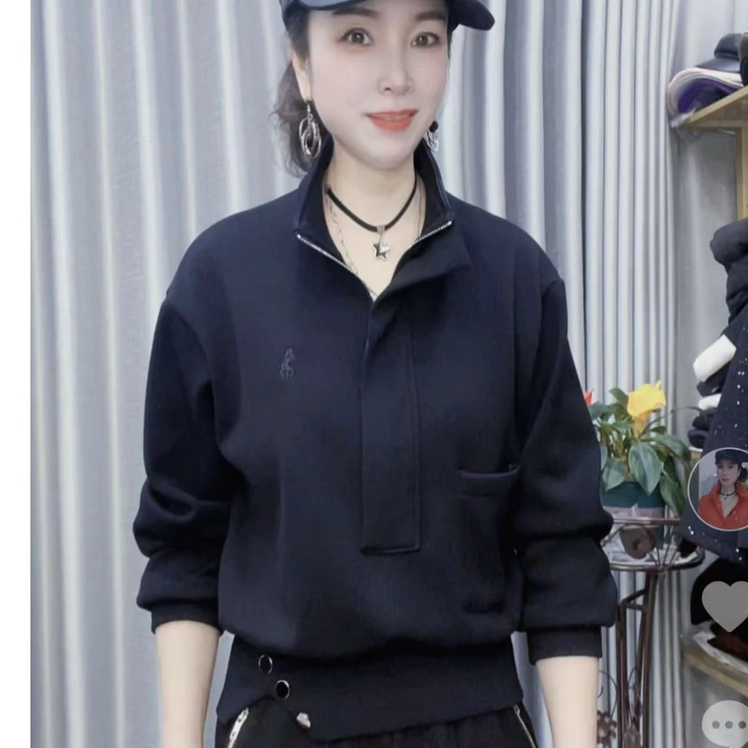 【懂你吴姐】8226欧之佳最新款立领前刺绣卫衣