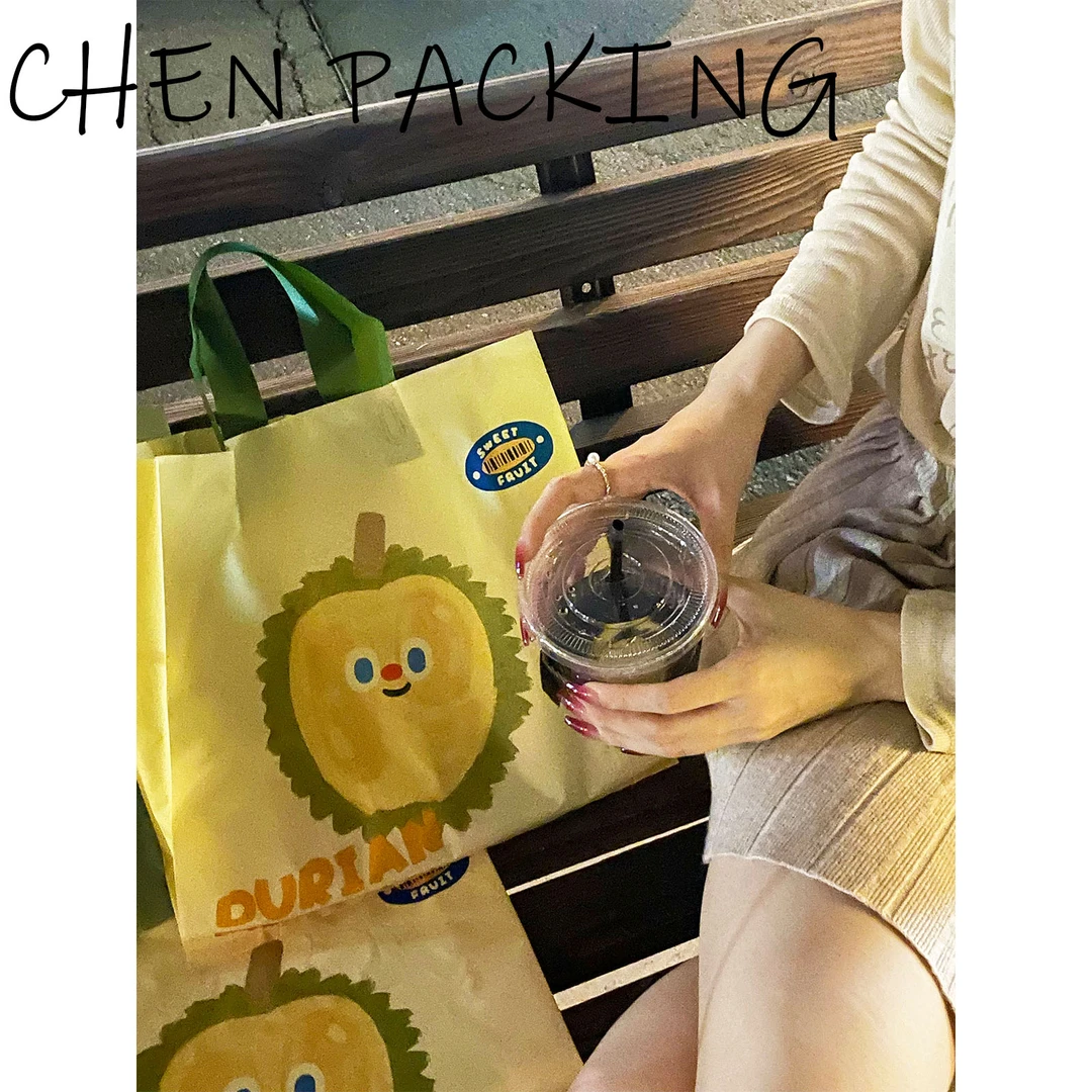 磨砂榴莲手提袋服装店包装袋购物袋塑料袋礼品袋打包袋大袋子定制