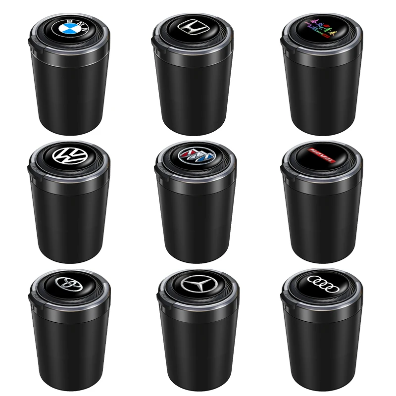 车载烟灰缸创意多功能带盖自动带灯车用抽烟烟灰盒车内饰用品大全