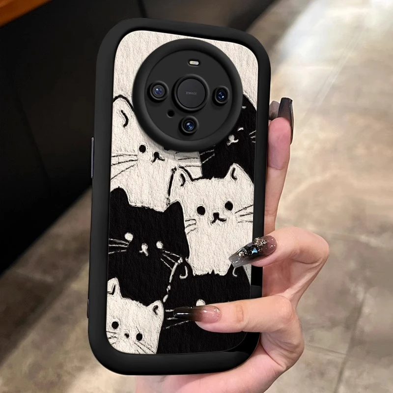 适用华为mate70pro手机壳新款防摔遥遥领先个性mate50pro黑白猫咪