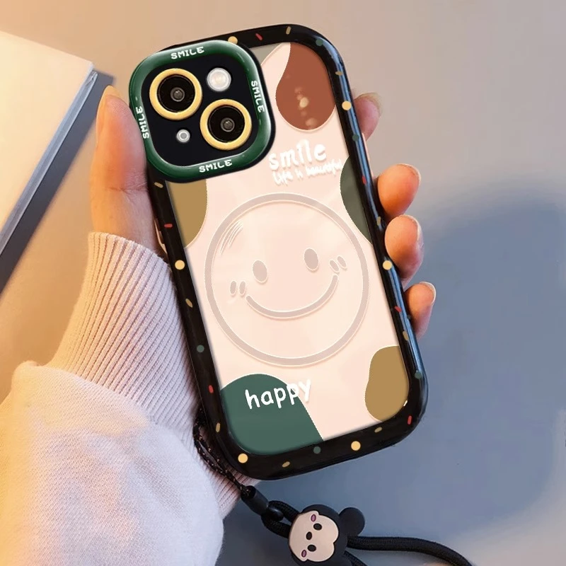 适用苹果15promax手机壳快乐大笑脸iPhone16Pro潮牌男女15十五新