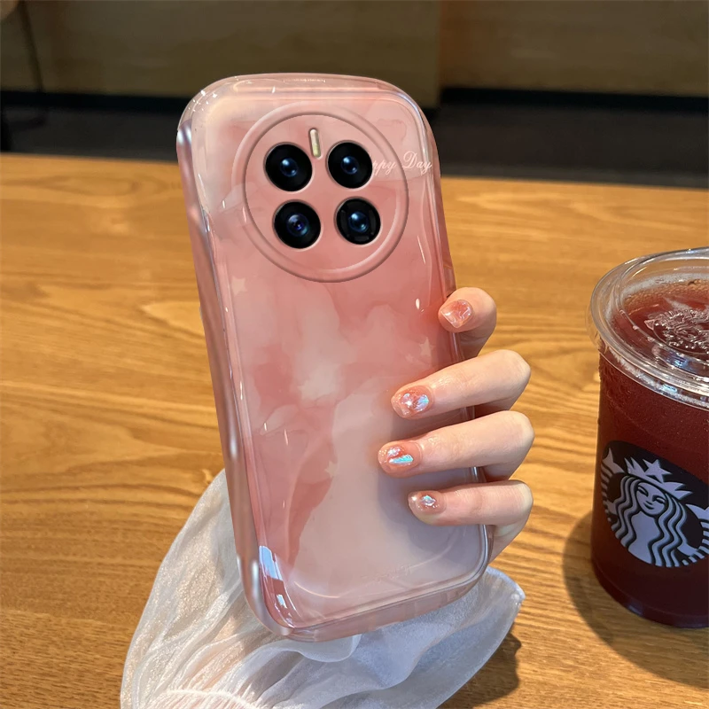 适用华为mate70pro手机壳hwmate40pro新款渐变透粉mate60pro气囊