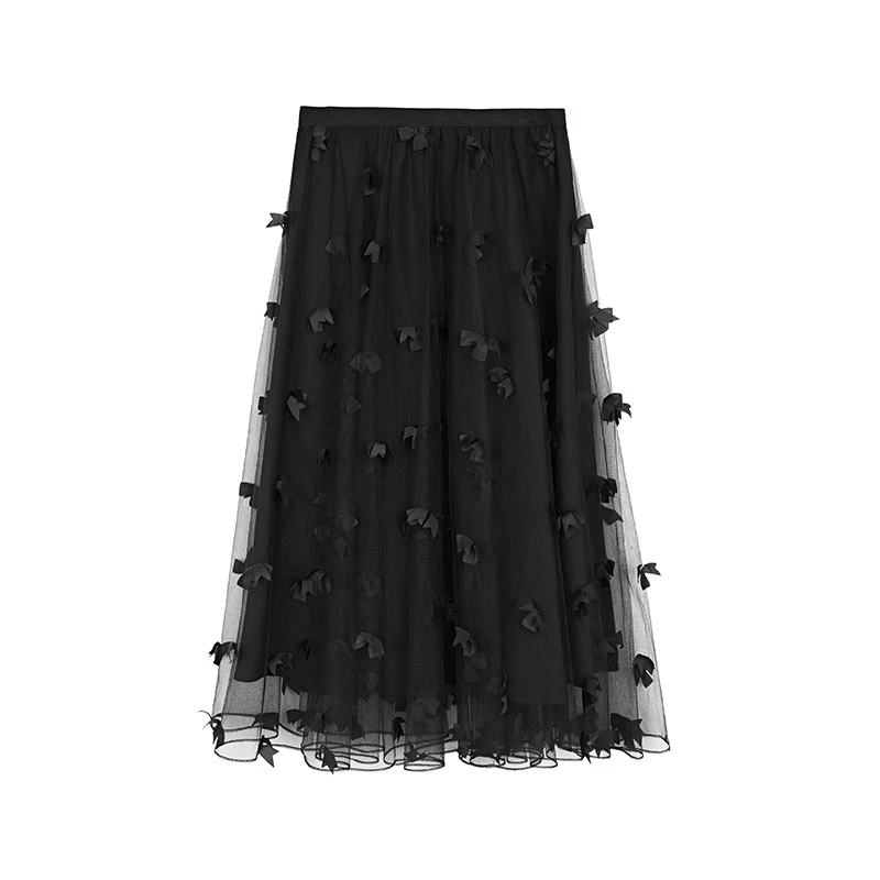 圣迪奥SDEER新款春天仙女裙高腰中长款时尚纱裙半身裙S232Z1110