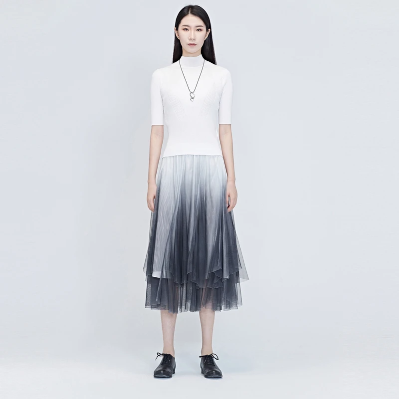 S·DEERsdeer女装松紧网纱拼接优雅长裙S20281131