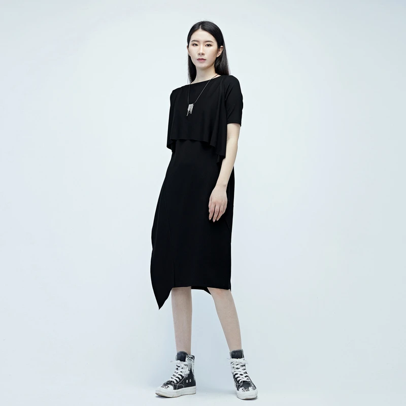 S·DEER圣迪奥女装时尚休闲百搭设计感拼接短袖连衣裙S20281233