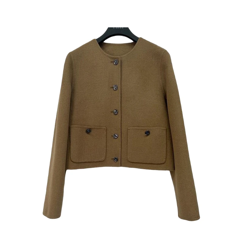 sdeer圣迪奥轻奢高端长袖外套百搭休闲圆领法式复古外套S234Z2602