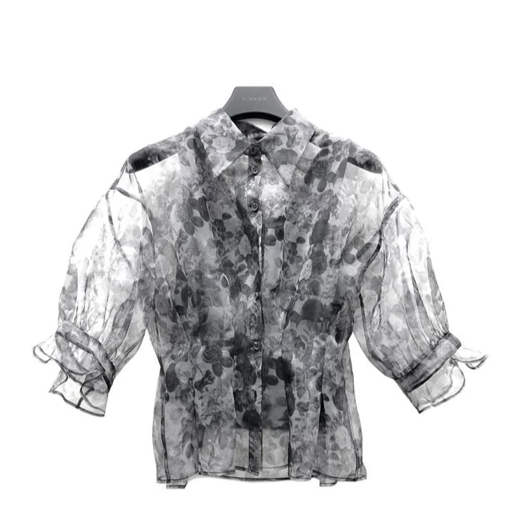 S·DEER圣迪奥1时尚休闲潮流印花夏季宽松两件套短袖衬衫S222Z04A4