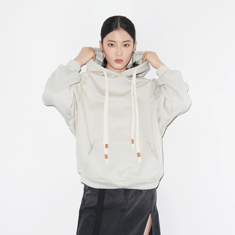 S·DEER圣迪奥女装抽绳连帽加绒宽松卫衣秋冬百搭外套S21462205