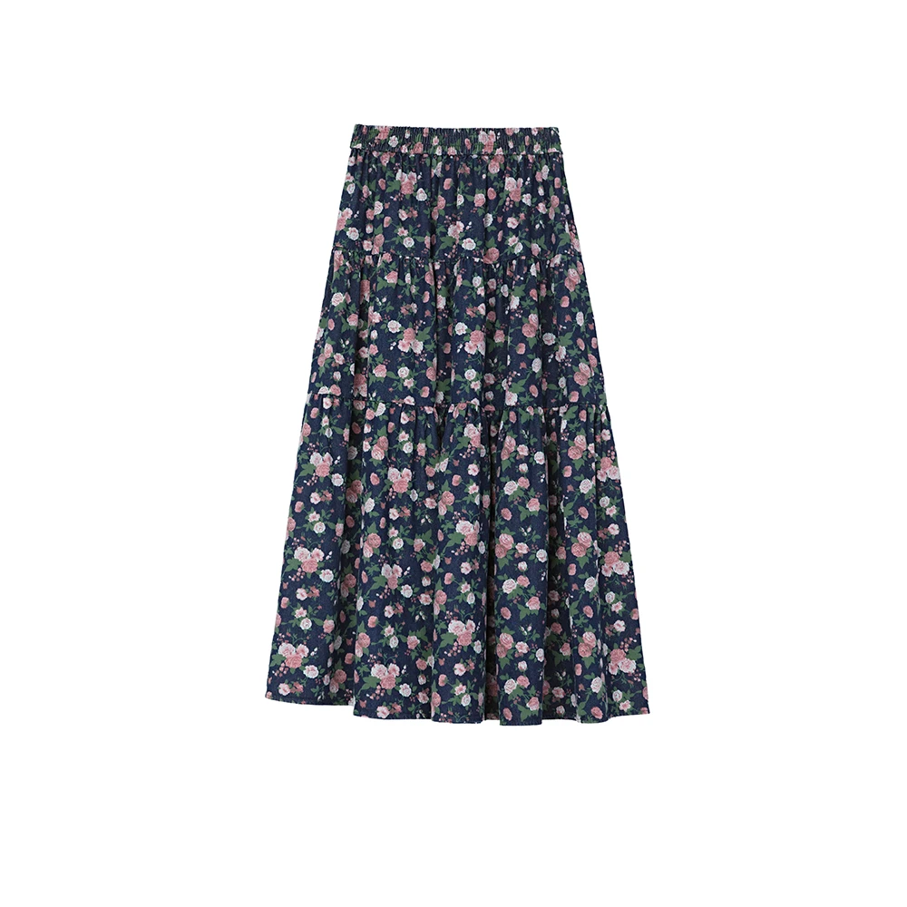 S·DEER圣迪奥秋季新款碎花裙子时尚潮流女装显瘦半身裙S243Z1120