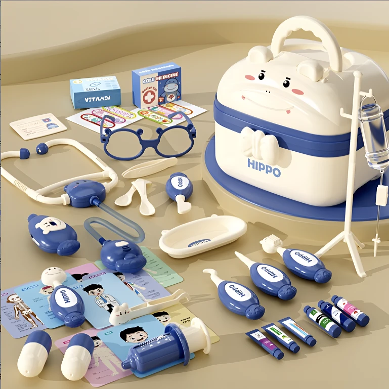 儿童河马医生套装过家家男女宝宝仿真小护士益智扮演听诊打针玩具