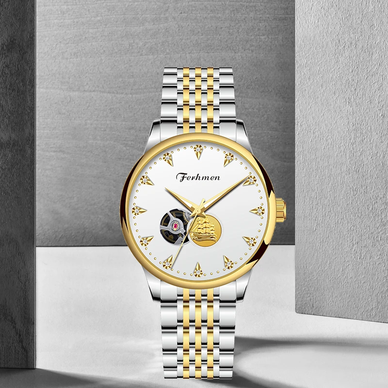 指挥官系列 一帆风顺真金真钻男士机械表F8080-C