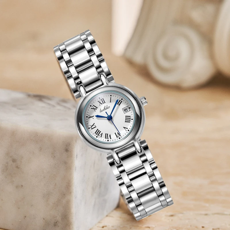 心月系列 简约气质日历钢带女士腕表014-C