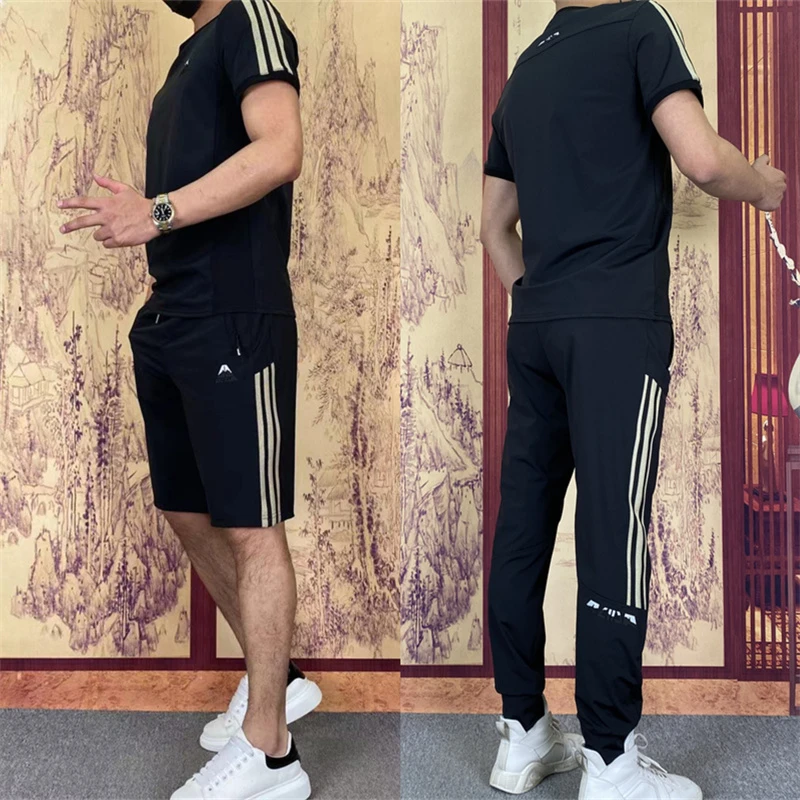 W99669-1夏季男士套装冰丝弹力套装简约百搭显瘦运动套装溯源好物