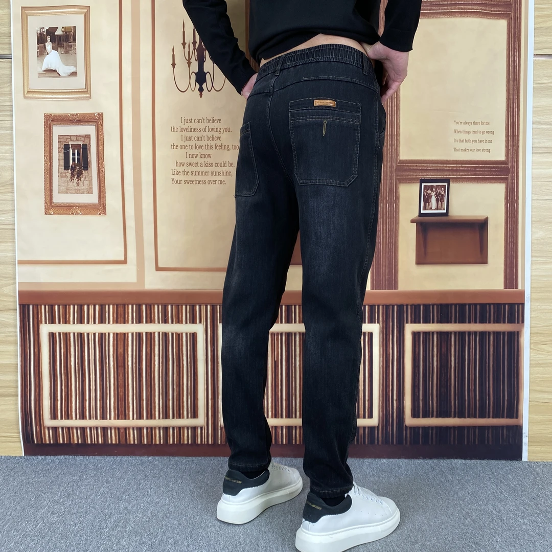 9229秋冬男士加绒牛仔裤弹力直筒牛仔裤简约百搭男士牛仔裤