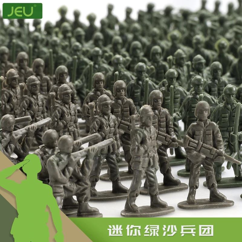 JEU军事小兵人玩具100只80后回忆1/72兵人2.5CM绿色军团塑料兵人
