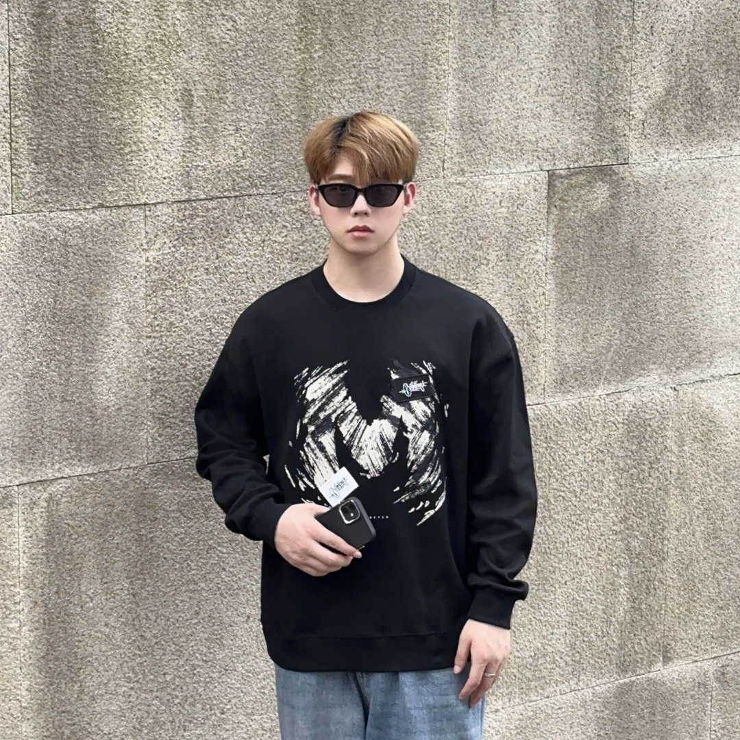 【BCLG】新品虚影字母渐变宽松厚版百搭休闲圆领打底时尚长袖卫衣