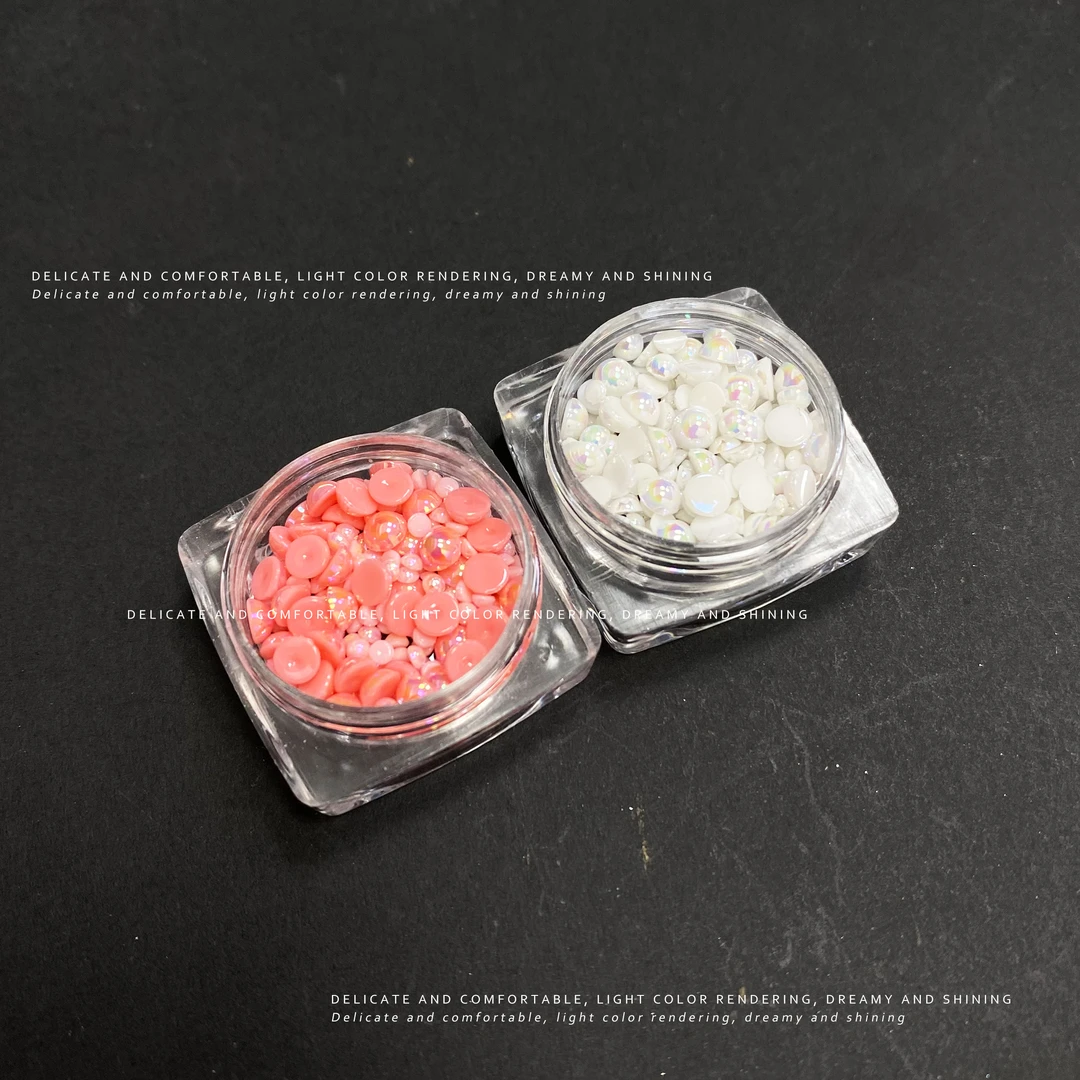 【饰品】美甲饰品平底ins风半圆珠珠大小混装美甲流行混合装日系