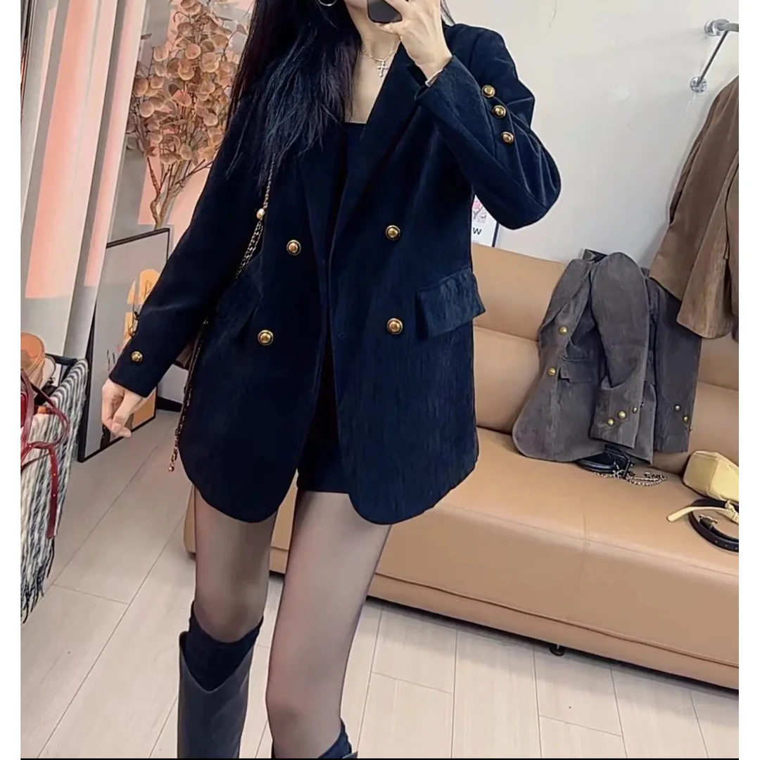 雪尼尔西装外套2024秋冬新款气质时尚女装宽松高级感美拉德西服