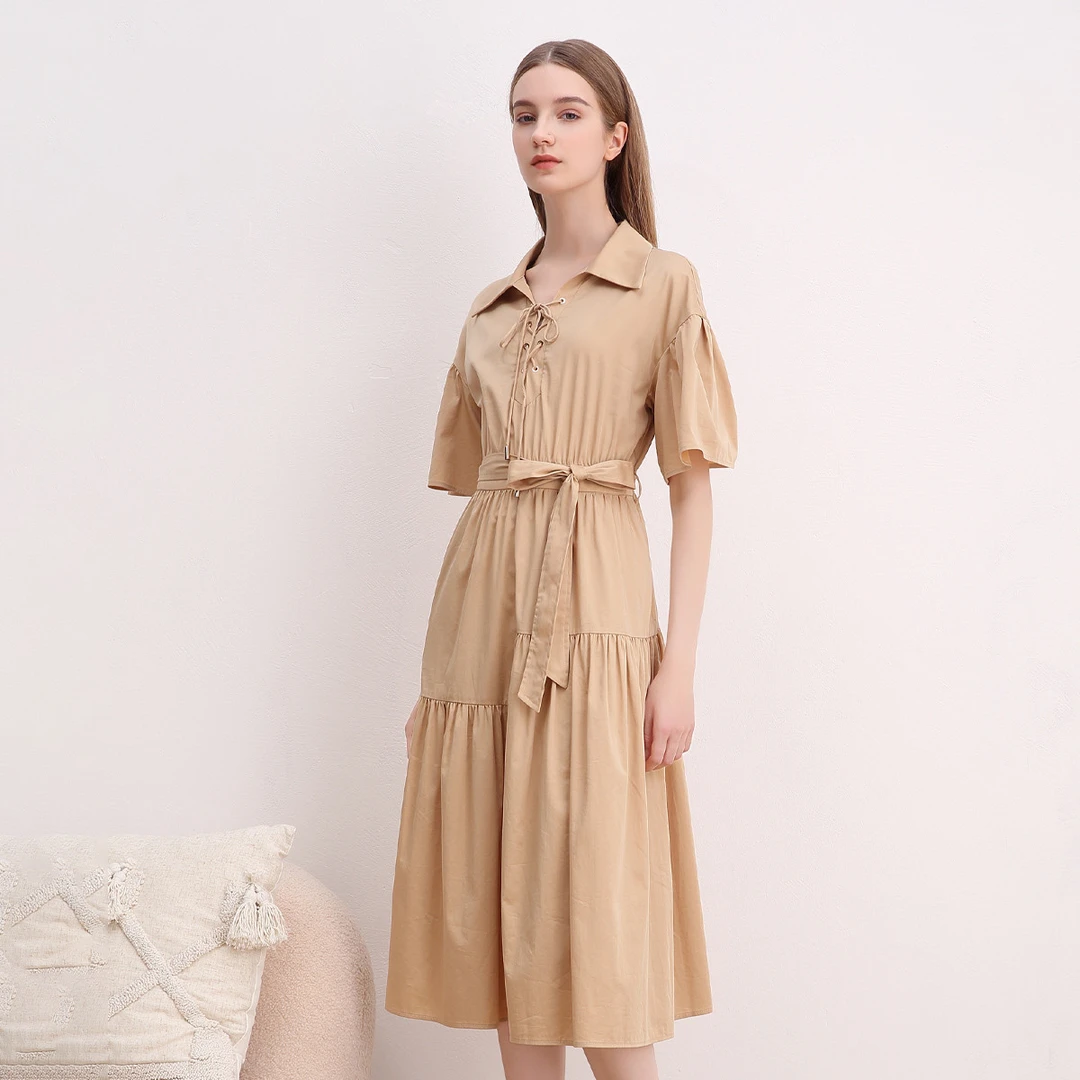 JETEZO/裘堤婼休闲百搭显瘦气质连衣裙BB1EB016E1