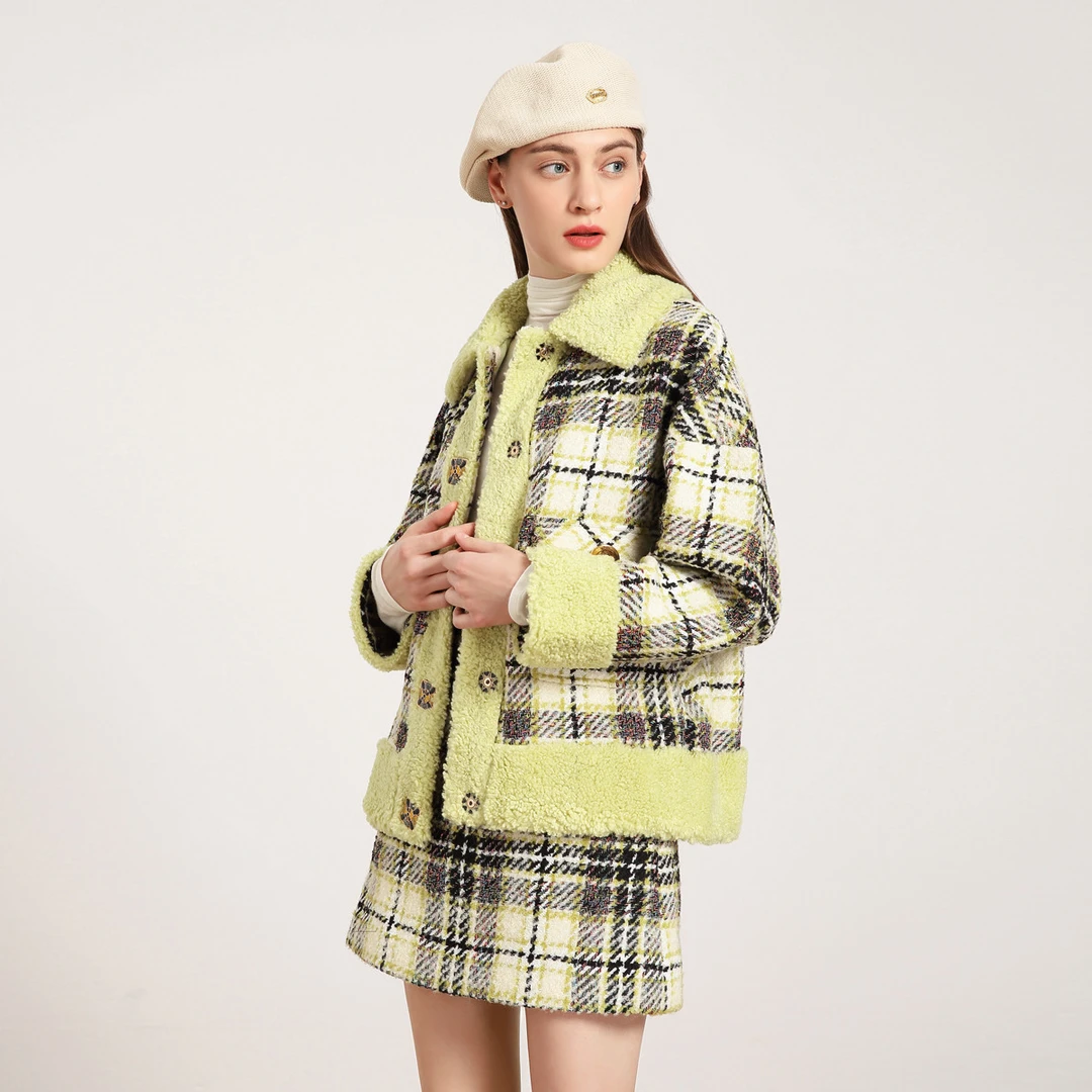 JETEZO/裘堤婼格子时尚冬季毛呢外套BA1HB053D1