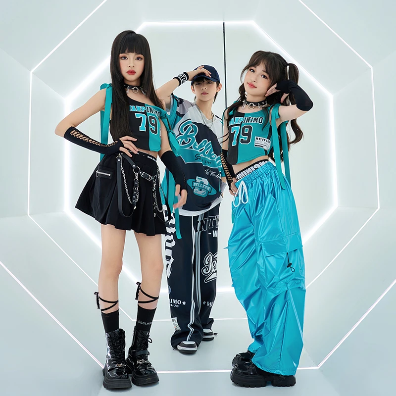 女童爵士舞服装嘻哈儿童街舞演出服少儿炸街潮装女团模特走秀套装