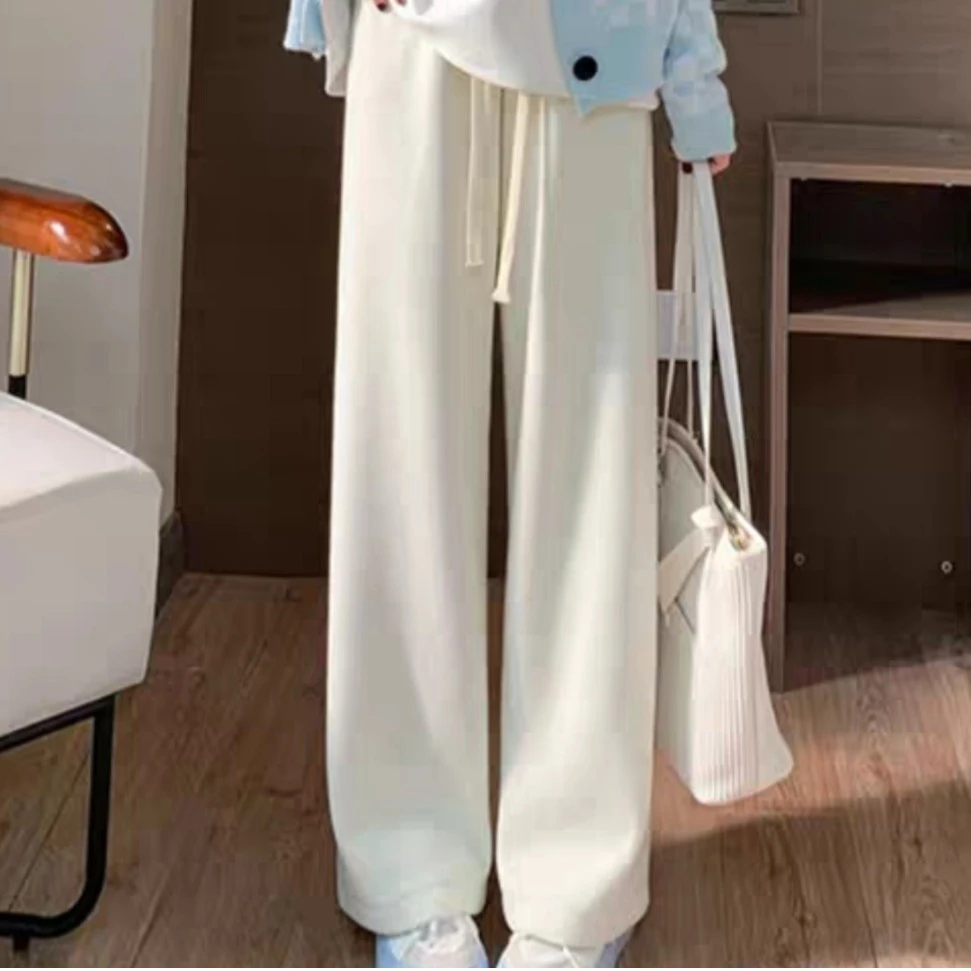 2023休闲瘦版高腰阔腿裤直筒时尚百搭垂感拖地裤垂感直筒裤外穿
