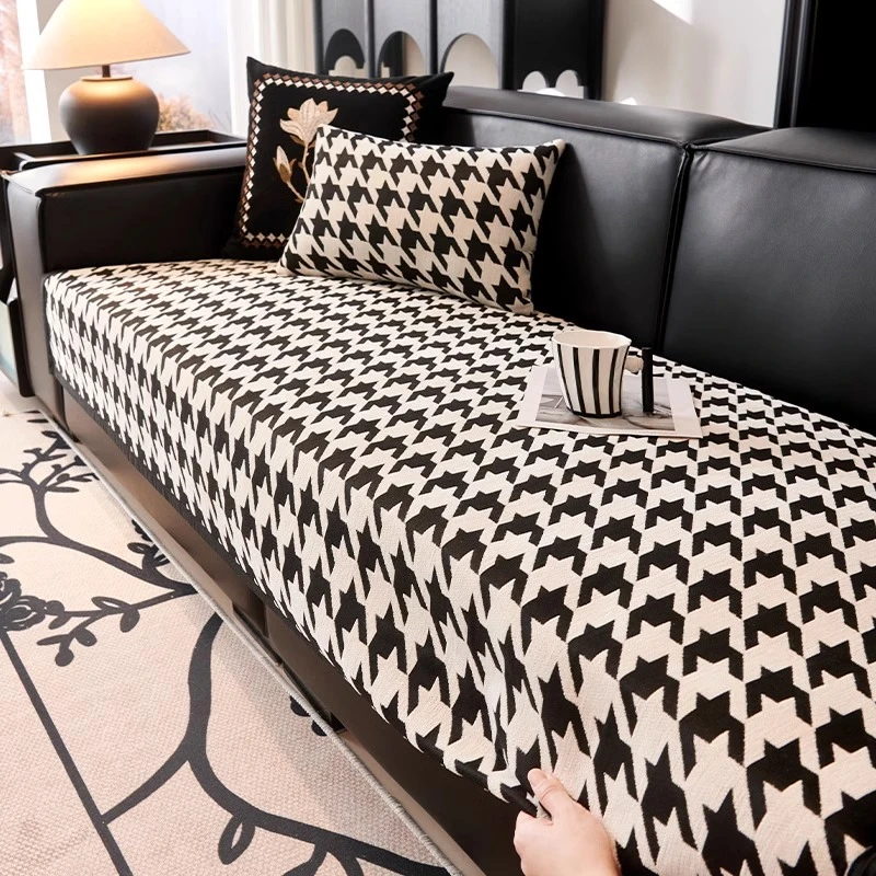 麦颜轻奢千鸟格沙发垫四季通用高级感防滑坐垫2024新款沙发套罩盖