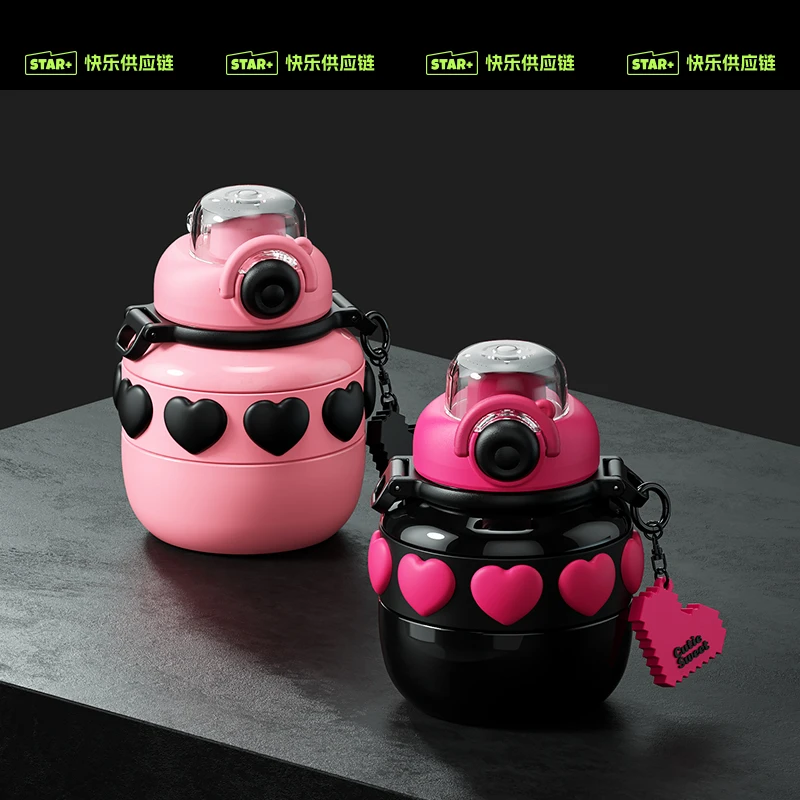 世大家学生保温杯公仔幼儿园创意大容量防摔防漏吸管直饮大肚杯D