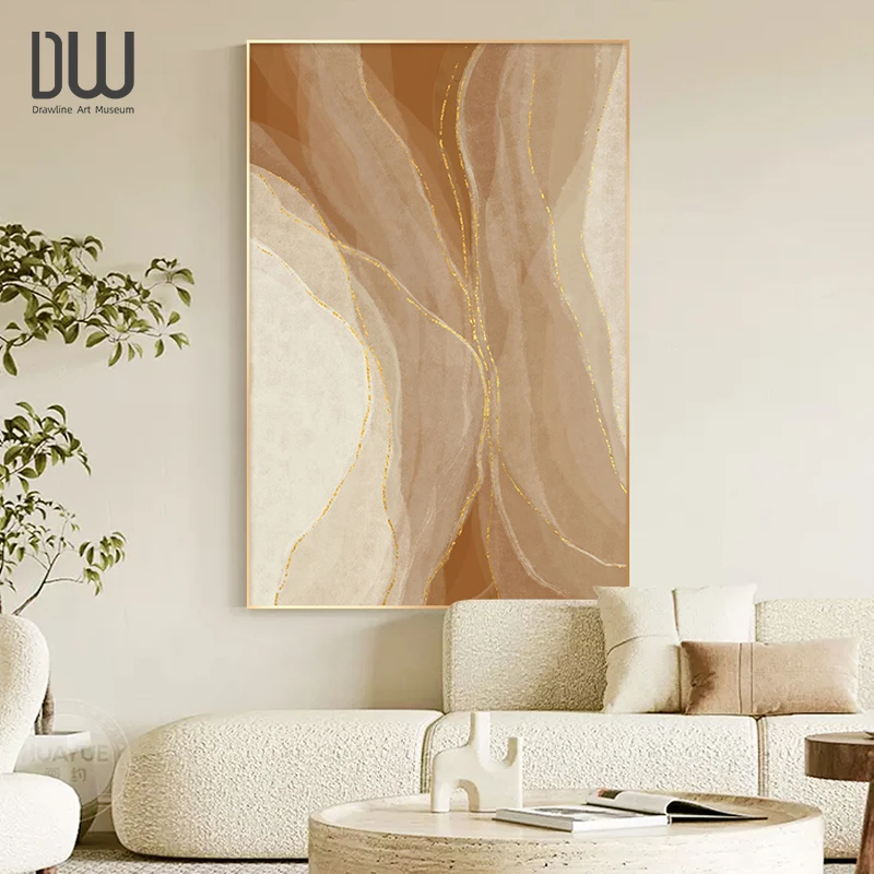 奶油风客厅装饰画抽象沙发背景墙大气 落地画入户走廊过道玄关画