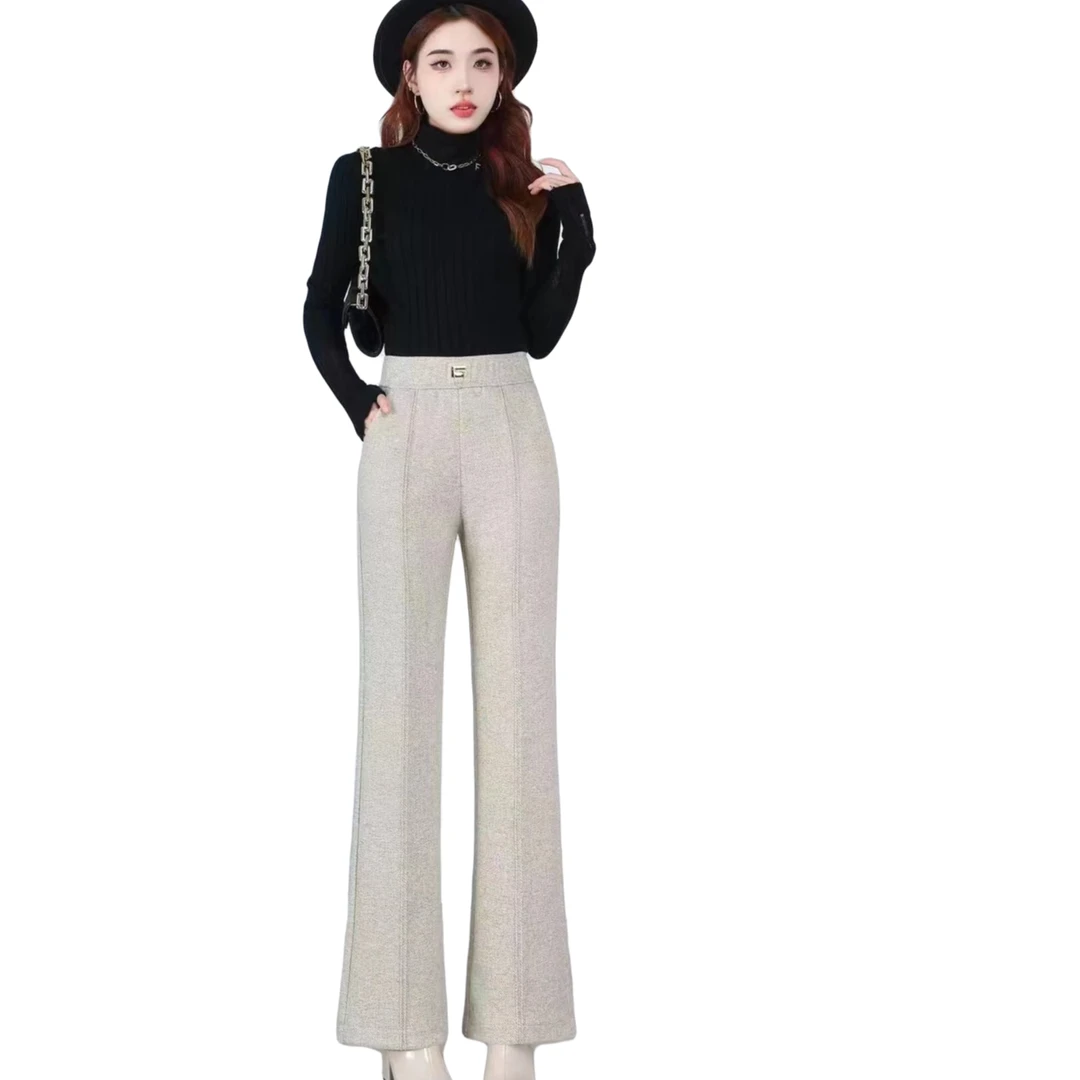 时尚百搭高级秋冬直筒微喇裤3338