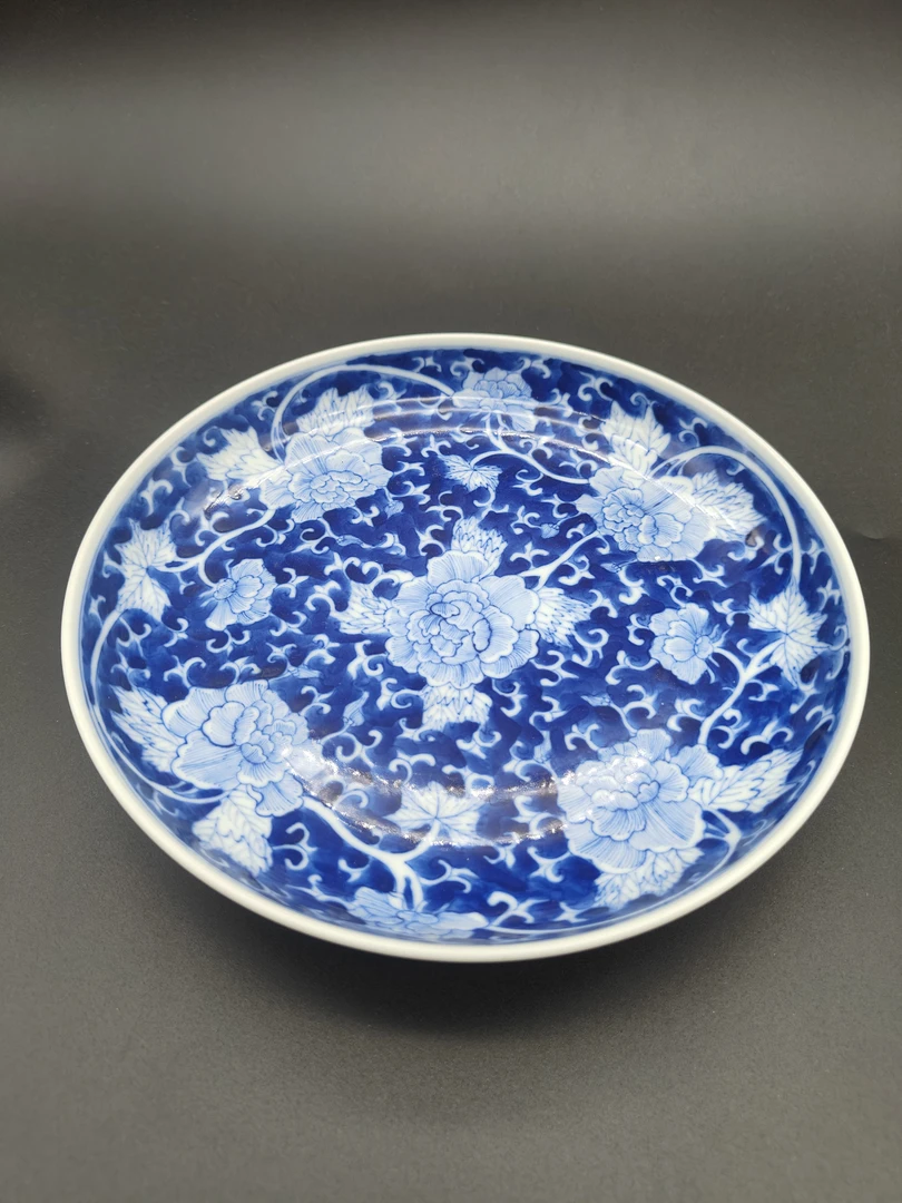 青花瓷光绪花卉盘，拍前联系主播！