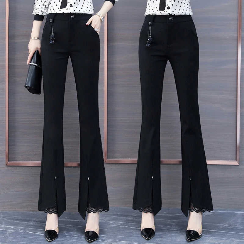 爆款微喇阔腿裤2025春秋季新款黑色时尚高腰显瘦垂感修身休闲女裤