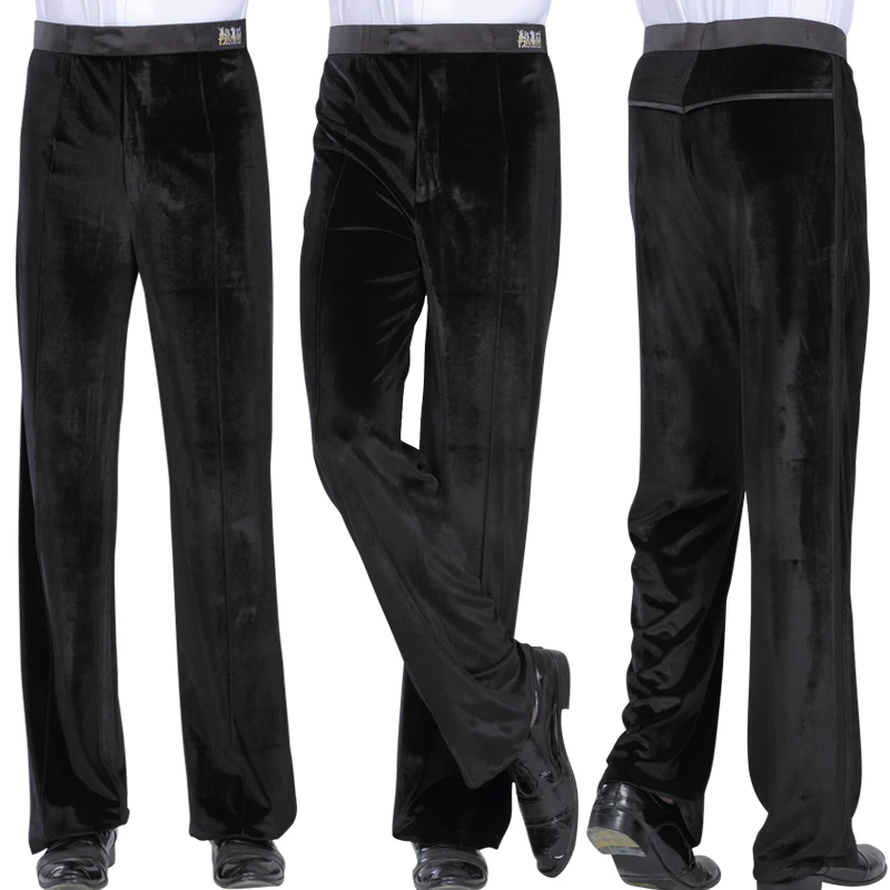 丹凯秋冬丝绒保暖男士国标拉丁摩登交谊舞表演演出成人广场跳舞裤