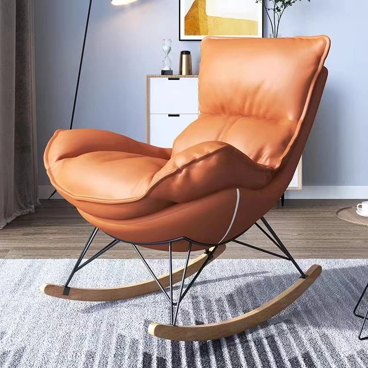 北欧阳台休闲椅家用摇摇椅龙虾椅客厅午睡懒人沙发椅科技布网红椅