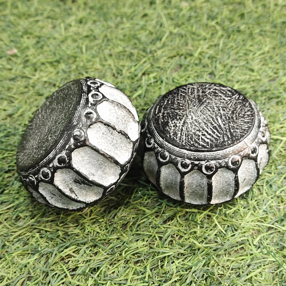 山西精美青石桌面造景摆件把玩多棱杯垫一对