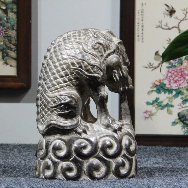 精美青石桌面摆件16CM祥云纹吸水兽