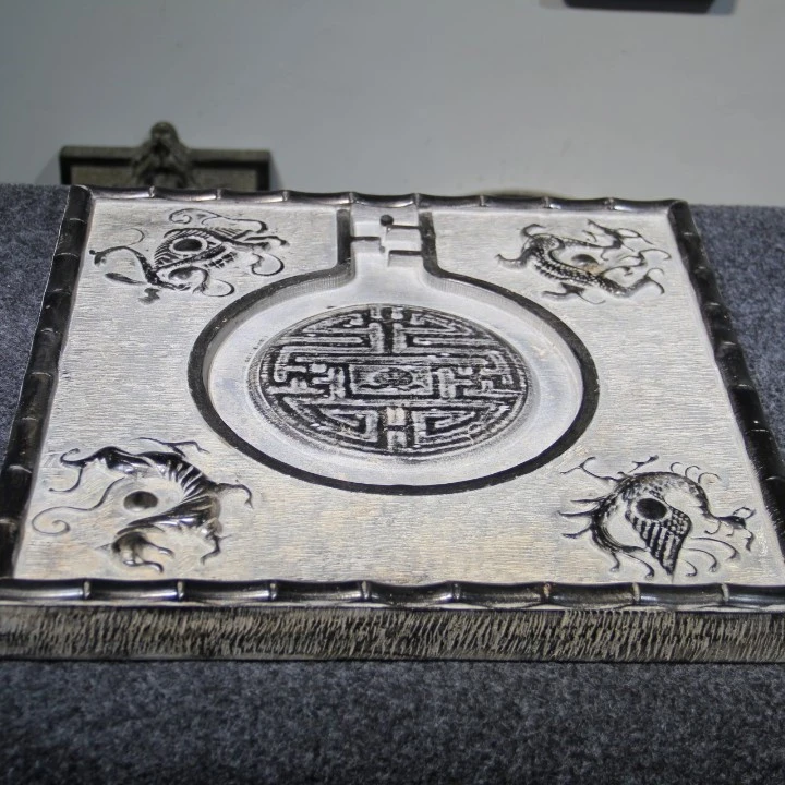 山西精美天然青石石雕八卦茶具用品（四神兽方茶盘）