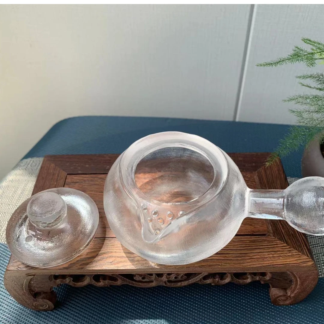 高档原矿水晶测把壶全手工加厚办公室耐高温水晶高端茶具小套茶道