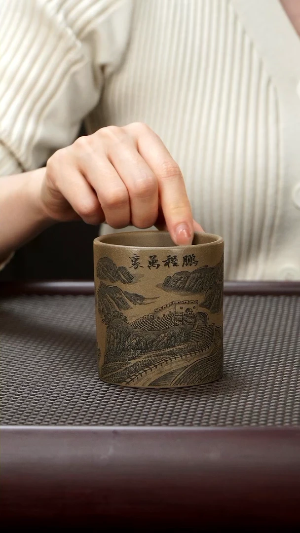 【闪购商品】紫砂茶杯蟹壳青主人杯