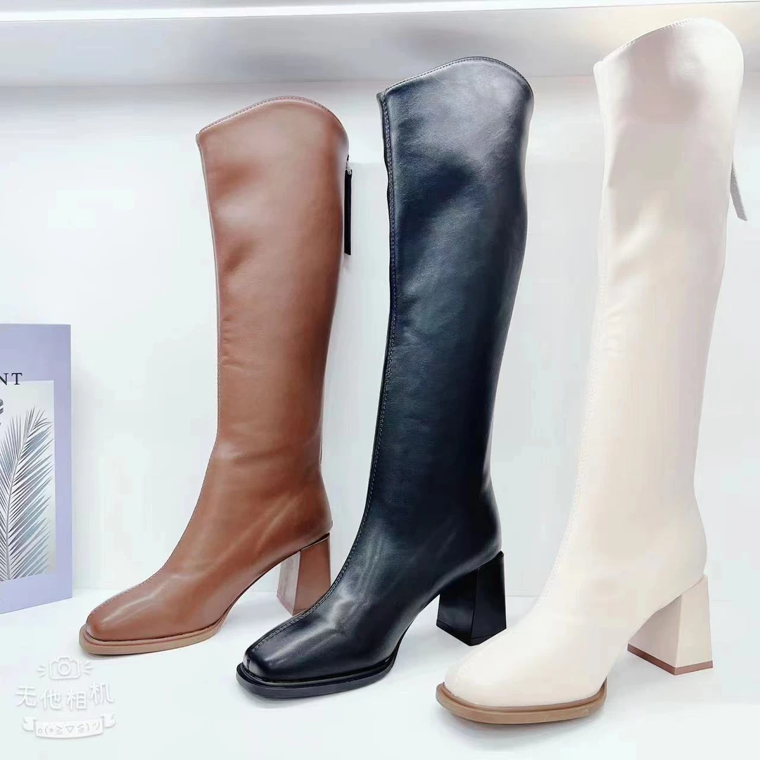 【新款上新】时尚百搭粗跟小个子厚底高筒靴249078（加绒）