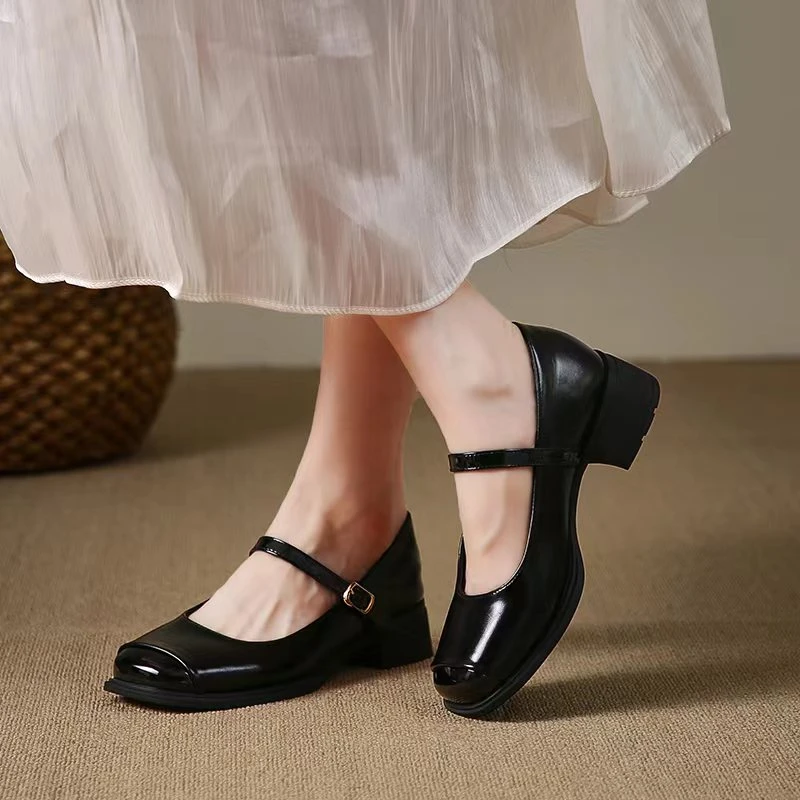 夏季新款法式浅口粗跟厚底百搭玛丽珍鞋246017