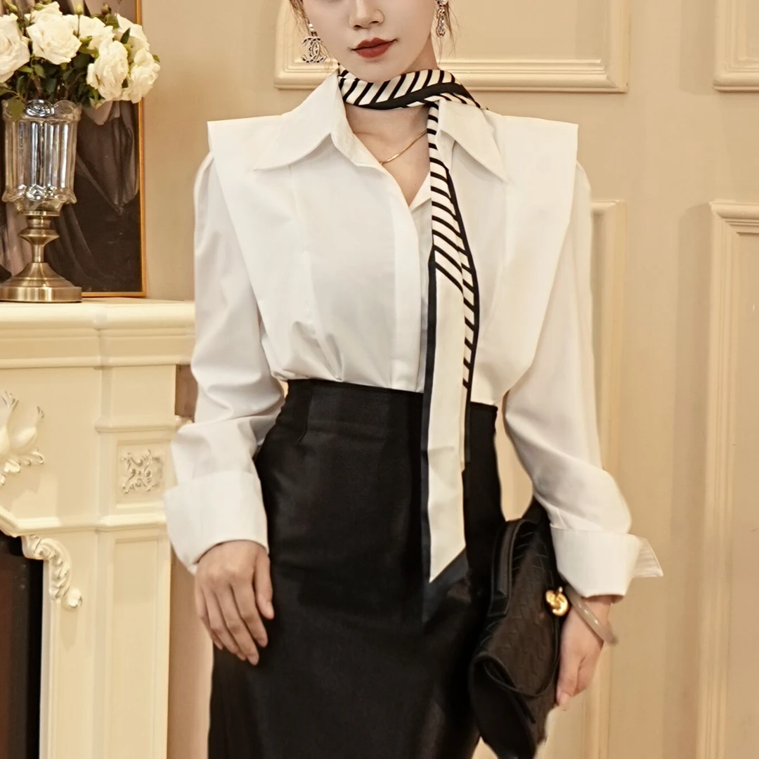 【职尚启航】轻职气质小众长袖上衣女时尚小众设计衬衫秋季多变衬衣