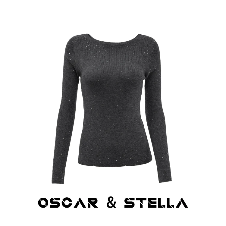 Oscar/Stella璀璨星辰·48支超细美利奴 柔肤一字领打底针织衫8232