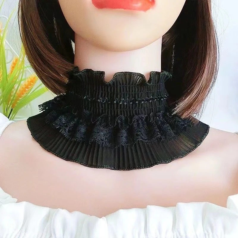 百搭蕾丝假领子羊毛衣假衣领套头脖套遮疤高领围脖脖套花边领女士