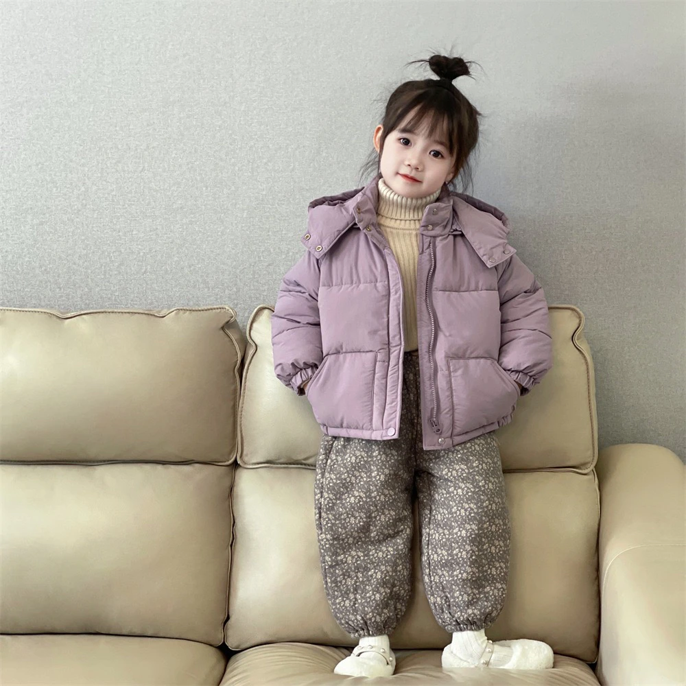 女童棉衣2023冬季新款加厚棉服外套儿童冬装韩版男女宝宝外套纯色